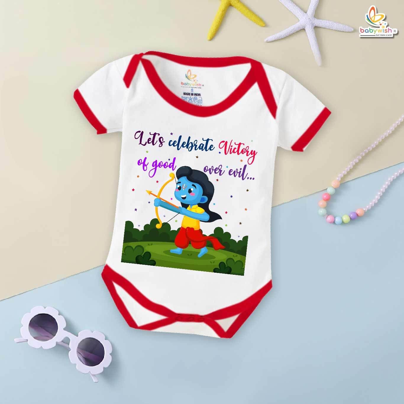 Babywish Baby Navratri Romper Bodysuit My First Dussehra Victory of God Over Evil