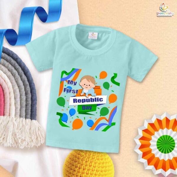 My First Republic Day T-Shirt | My First Republic Day Kid Print Tee | 26th January India Republic Day Outfit for Kids | Babywish - Image 2