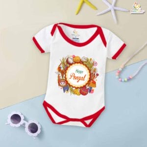 Babywish Pongal Romper – My First Pongal Bodysuit | Happy Pongal to All | Baby's First Pongal Celebration Outfit – Babywish