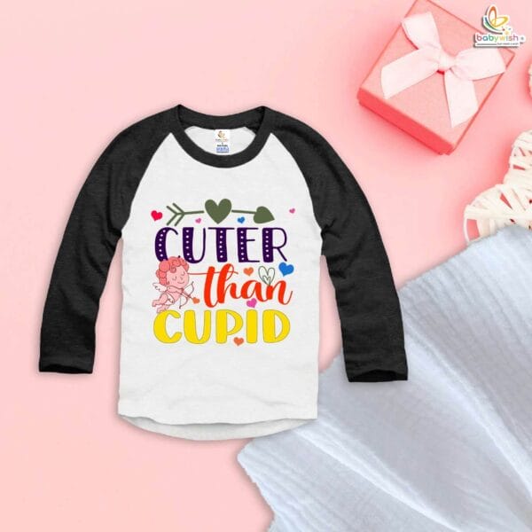 My First Valentine’s Day Full Sleeve Baby T-Shirt – “Cuter Than Cupid” | Babywish - Image 2