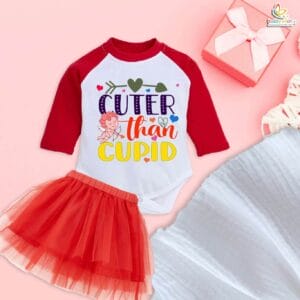 Babywish Newborn girls tutu skirt Full Sleeve romper Valentine Day print onesies bodysuits for baby 0 to 12 months