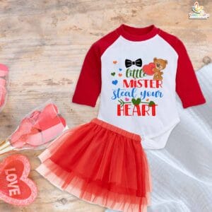 Babywish Newborn girls tutu skirt Full Sleeve romper Valentine Day print onesies bodysuits for baby 0 to 12 months