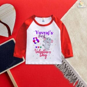 My First Valentine’s Day Full Sleeve Baby T-Shirt – Cute Elephant Print Design | Babywish