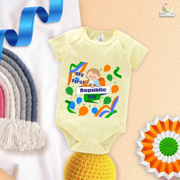 My First Republic Day Romper | Kid Print Bodysuit for 26th January | Patriotic Republic Day Outfit for Babies & Toddlers | Babywish - Image 2