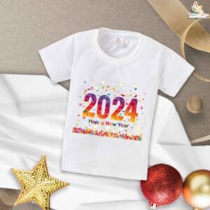 Babywish New Year T-shirt My First New Year T-shirt 2024 Happy New Year Balloon Lamp Print