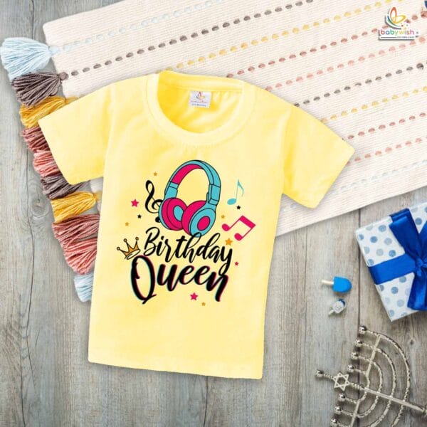 Birthday Queen T-Shirt with Headphones – Cool Birthday Shirt for Women & Teens | Music Lover Birthday Outfit | Matching Family Party Tee by Babywish - Image 4