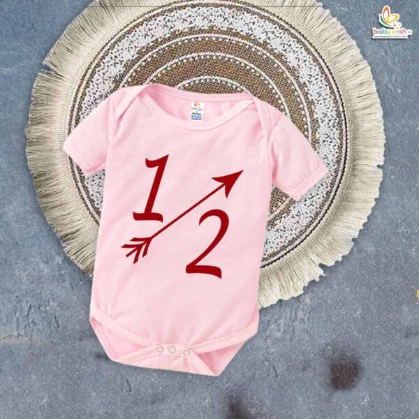 My First Half Birthday Outfit – 1/2 Birthday Romper for Baby Boy or Girl | Halfway to One Bodysuit with Arrow Design by Babywish - Image 4