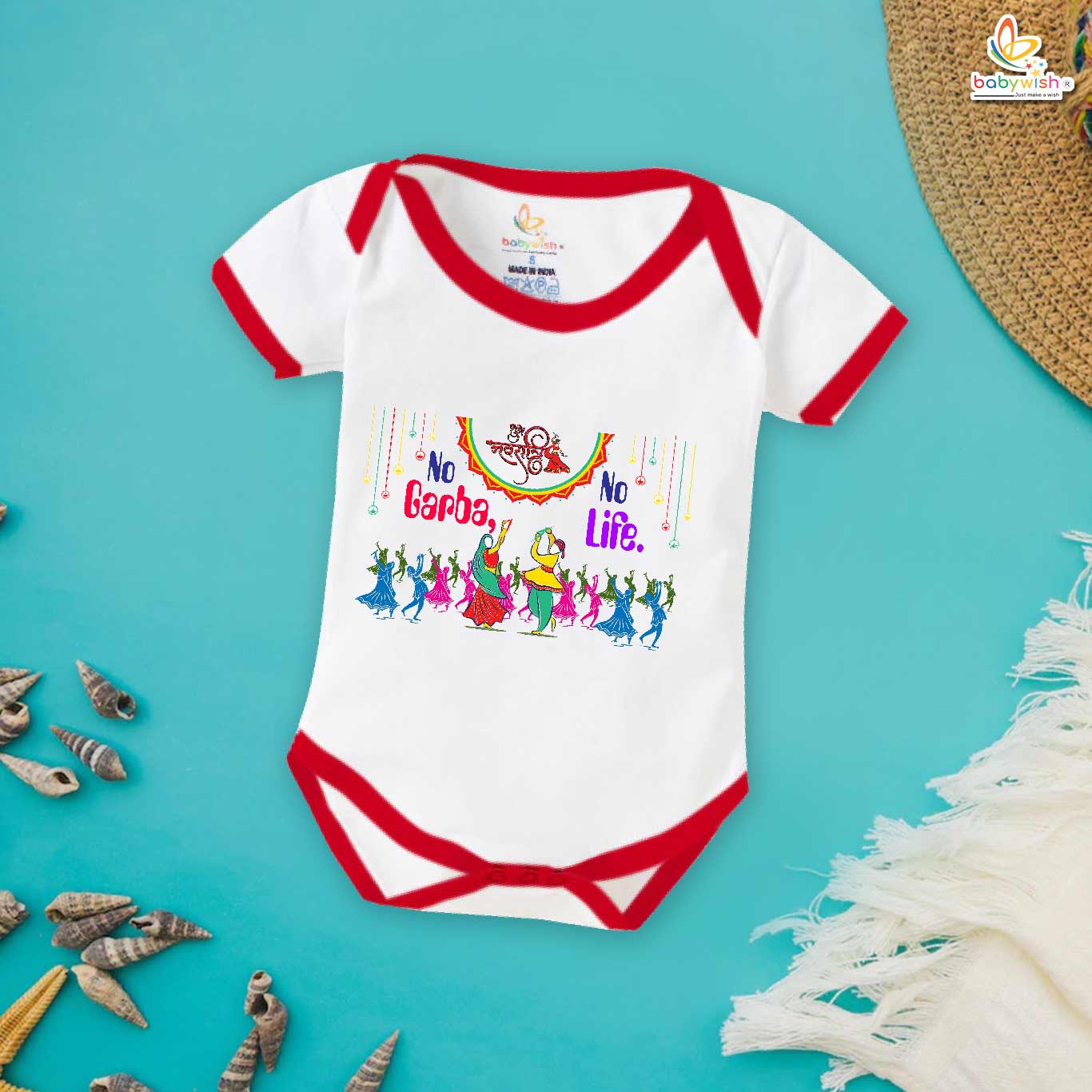 Babywish Baby Navratri Romper Bodysuit My First Dussehra No Garba No Dance