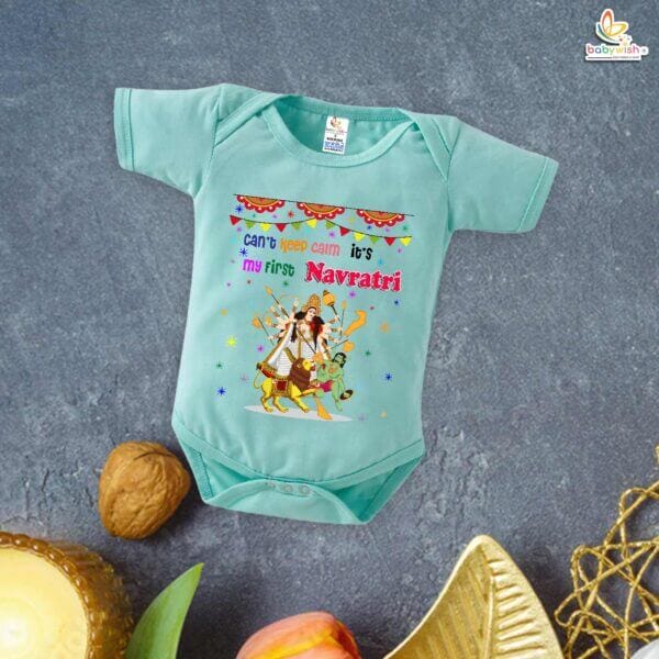 Babywish Baby Navratri Romper Bodysuit My First Dussehra Can't Keep Calm it's first Navratri - Image 4
