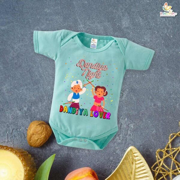Babywish Baby Navratri Romper Bodysuit My First Dussehra Dandiya Night With Dandiya Lover - Image 4