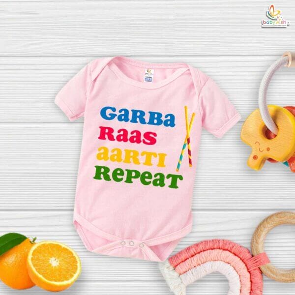 Babywish Baby Navratri Romper Bodysuit My First Dussehra Garba Raas Aarti Repeat - Image 3