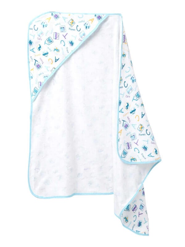 Baby Flannel hooded towels for new born Alphabets Printed Bath Towel for Boys and Girls Infants kids towel - Image 2