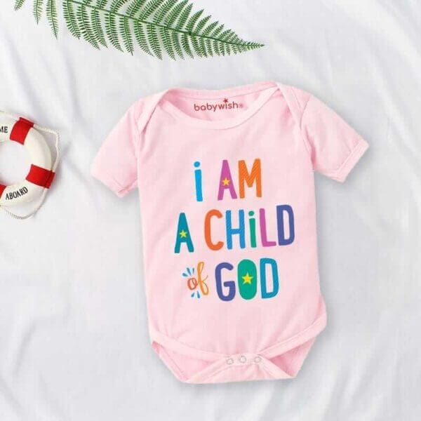 Baby First Birthday Celebrations Romper Clothes Baby Newborn Bodysuits Outfit Envelop Neck Half Sleeve Unisex Onesies "I am Child of God" - Image 3
