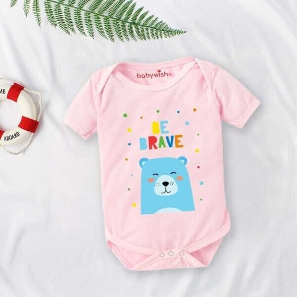 Baby First Birthday Celebrations Romper Clothes Baby Newborn Bodysuits Outfit Envelop Neck Half Sleeve Unisex Onesies "Be Brave Everyone" - Image 3