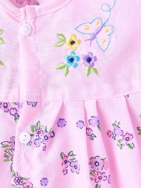Babywish Baby Girl Cotton Frock Newborn Girl Knee Length Sleeveless Dress Floral Theme Printed - Image 7