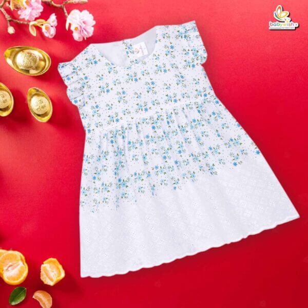 Babywish Baby Girl Cotton Frock Newborn Girl Knee Length Sleeveless Dress Lily Floral Theme Printed - Image 8