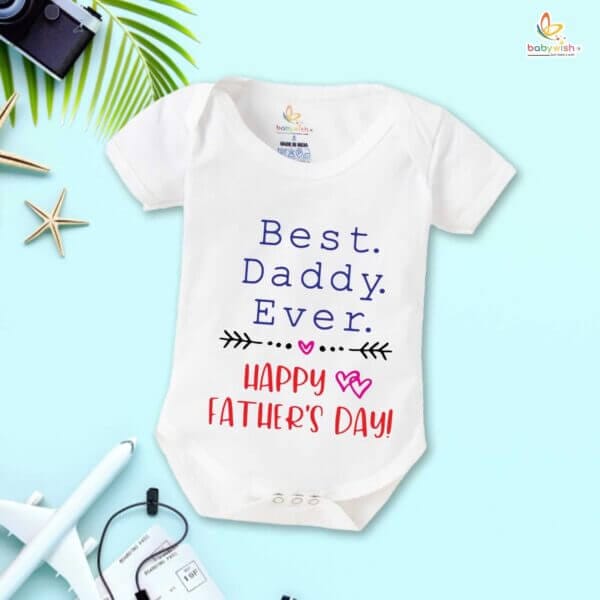 Fathers Day Newborn Baby Romper Half Sleeve Unisex Onesie – Perfect First Father’s Day Outfit Gift for Baby Boy or Girl | Babywish - Image 2