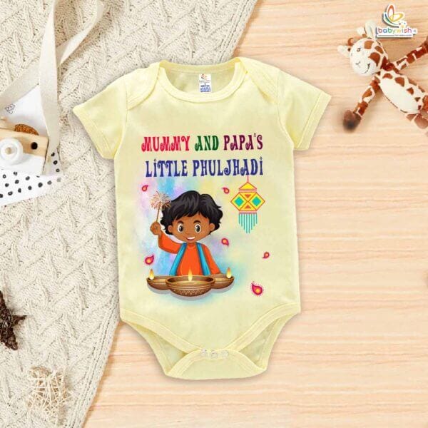 Babywish Baby Diwali Romper Bodysuit My First Diwali Diwali Festival Celebrations - Image 2