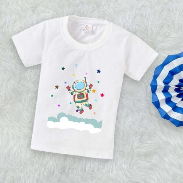 Printable Family T-shirt for Kids Clothes Unisex Newborn Topwear Outfit Cotton Tshirt Half Sleeve Round Neck Dress for Boy n Girl "Astronaut Print" - Image 3