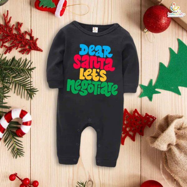 Babywish Christmas Full Body Romper Clothes My First Merry Full Bodysuit Dear Santa Lets Nagotiate - Image 2