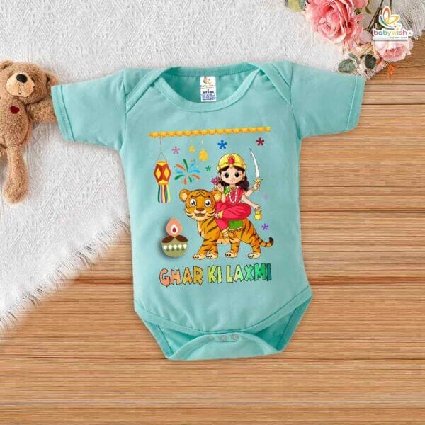 Babywish Baby Diwali Romper Bodysuit My First Diwali Ghar ki Laxmi - Image 4