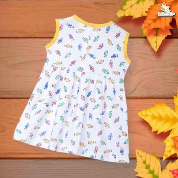 Babywish Baby Girl Cotton Frock Newborn Girl Knee Length Sleeveless Dress Choclate Prints Printed - Image 2