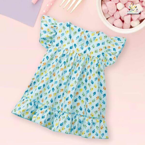 Babywish Baby Girl Cotton Frock Newborn Girl Knee Length Sleeveless Dress Lily Floral Theme Printed - Image 2