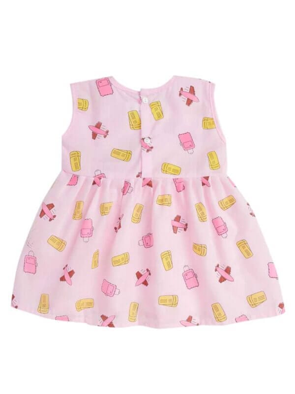 Babywish Baby Girl Cotton Frock Newborn Girl Knee Length Sleeveless Dress Plane Theme Printed - Image 2