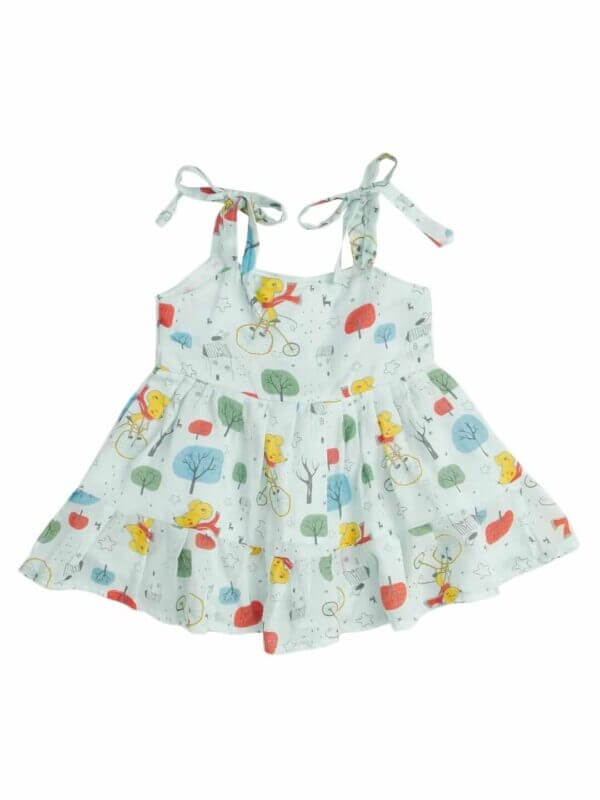 Babywish Baby Girl Cotton Frock Newborn Girl Knee Length Sleeveless Dress Rat Theme Printed - Image 2