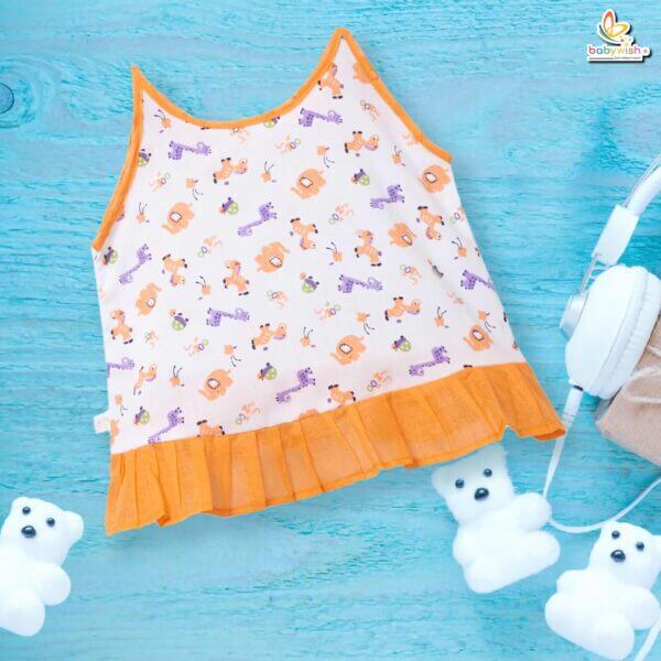 Babywish Baby Girl Cotton Frock Newborn Girl Knee Length Sleeveless Dress Animal Theme Printed - Image 3