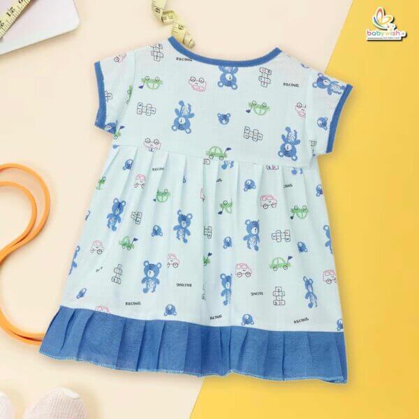 Babywish Baby Girl Cotton Frock Newborn Girl Knee Length Sleeveless Dress Beer Theme Printed - Image 3