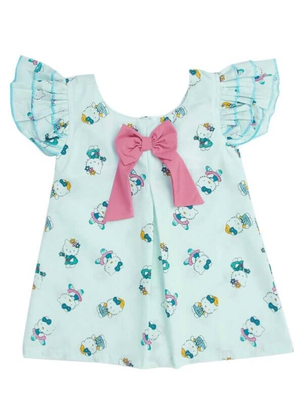Babywish Baby Girl Cotton Frock Newborn Girl Knee Length Sleeveless Dress Doll Theme Printed - Image 2