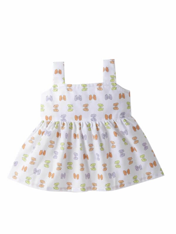 Baby Girl Cotton Frock Newborn Girl Knee Length Dress Bow Strip Print - Image 2