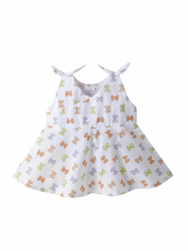 Baby Girl Cotton Frock Newborn Girl Knee Length Dress Bow Strip Print - Image 2