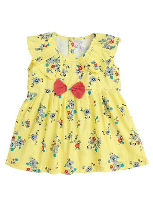 Babywish Baby Girl Cotton Frock Newborn Girl Knee Length Sleeveless Dress Red Flower Theme Printed - Image 2