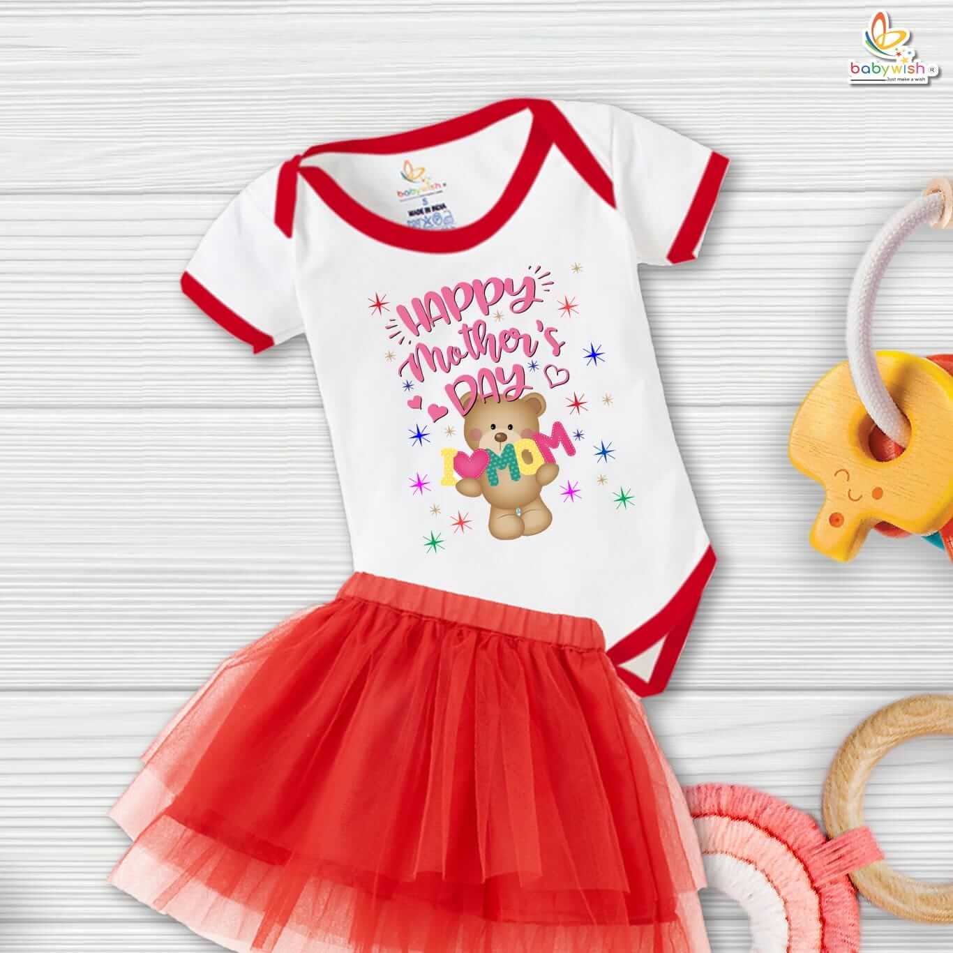 newborn girls tutu skirt romper Mother's Day print onesies bodysuits for baby 0 to 12 months
