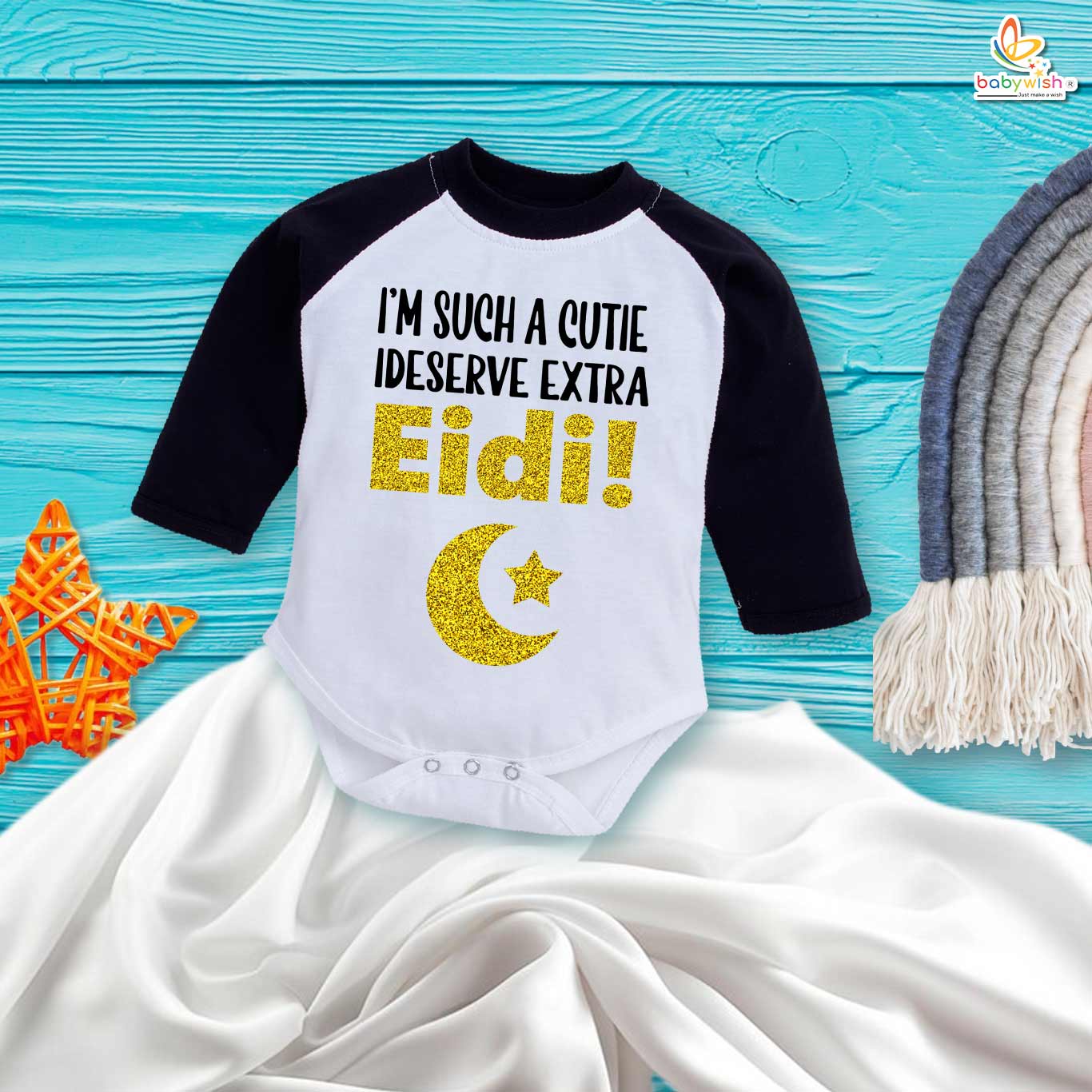 My First Eid Full Sleeve Baby Romper – "I'm Such a Cutie I Deserve Extra" Eid Bodysuit for Newborns & Infants – Babywish
