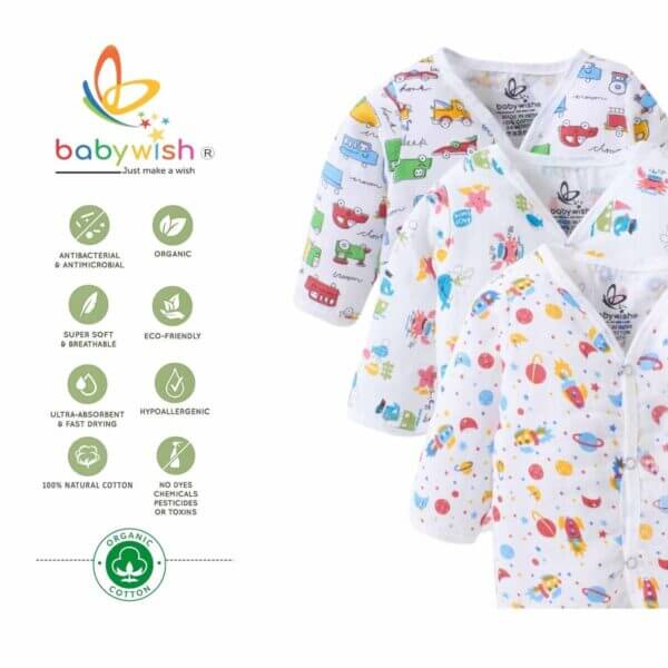 GOTS Certified Organic Muslin Jhabla for Newborn Babies Clothes Ultra Soft Unisex Summer Vest for Infants 3-Pack Gift Set - Image 10