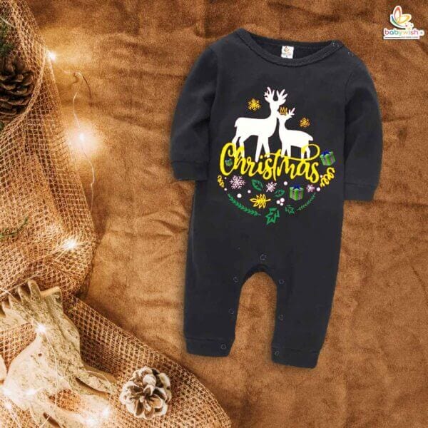 Babywish Christmas Full Body Romper Clothes My First Merry Full Bodysuit Christmas 2 Dear Print - Image 2