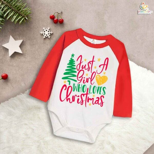 Babywish Christmas Romper Clothes My First Merry Bodysuit Romper Just a girl who love christmas - Image 2