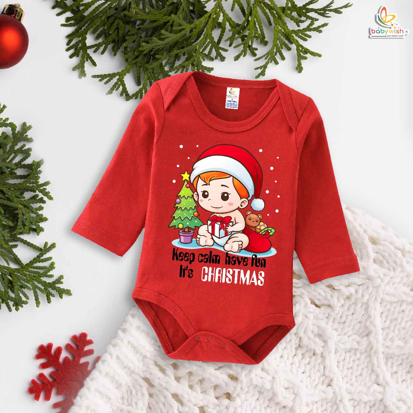 Babywish Christmas Romper Clothes My First Merry Bodysuit Romper keep Calm have fun its Christmas baby print