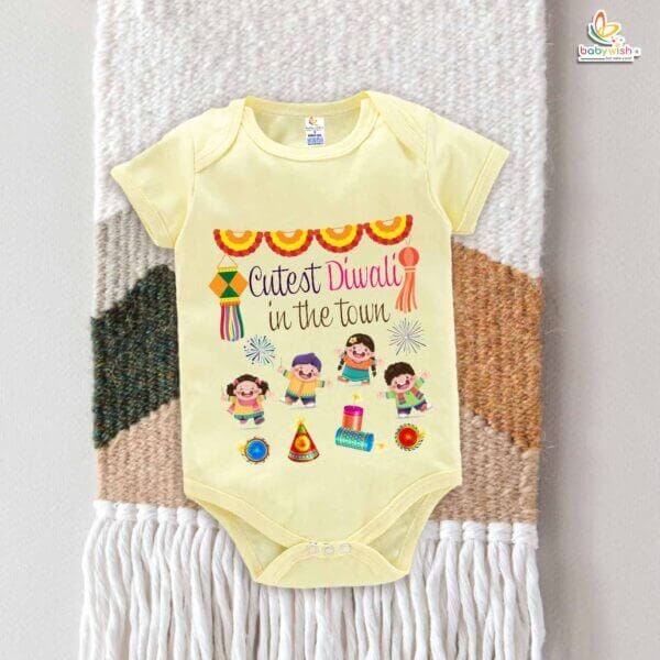 Babywish Baby Diwali Romper Bodysuit My First Diwali Cutest Diwali in the Town - Image 2