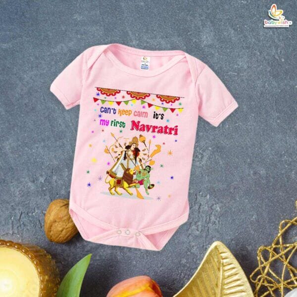 Babywish Baby Navratri Romper Bodysuit My First Dussehra Can't Keep Calm it's first Navratri - Image 3