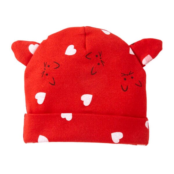 Baby caps for Newborn Fancy knitted Beanies Kids Red Ear Bear Hat for Infants 0 - 6 Months baby - Image 2