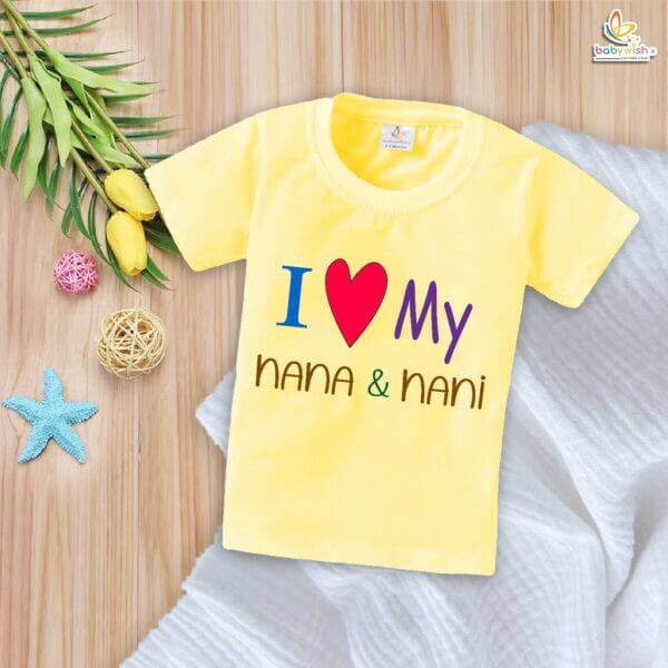 I Love My Nana & Nani – Adorable Naanu & Naani T-shirt for Babies | Baby T-shirt for Grandparents | Babywish - Image 4