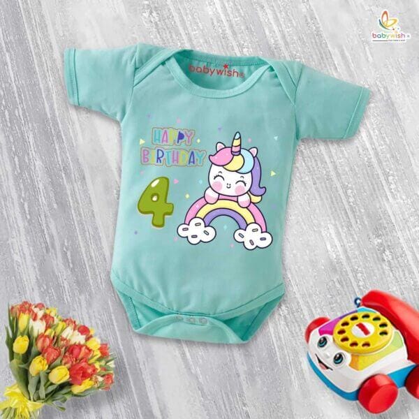 Four month unisex baby romper half sleeve round neck onesie - Image 3