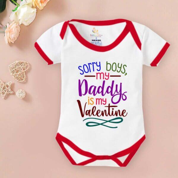 Baby First Valentine Day Romper Clothes Baby valentine Bodysuits Newborn Outfit Envelop Neck Half Sleeve Unisex Onesies"Sorry Boys on Valentine" - Image 2