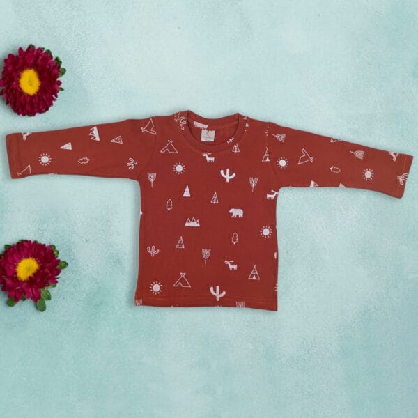 Red cotton sleepsuit for kids aged 1 to 6 years by Babywish