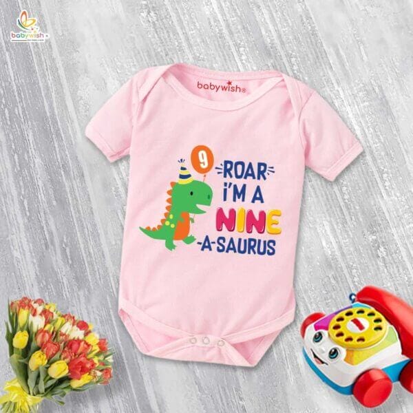 Nine month unisex baby romper half sleeve round neck onesie - Image 2