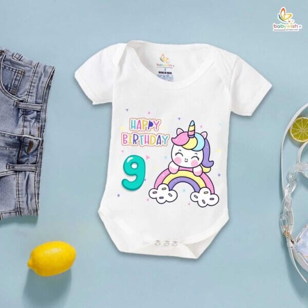 Nine month unisex baby romper half sleeve round neck onesie - Image 2